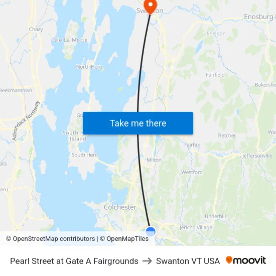 Pearl Street at Gate A Fairgrounds to Swanton VT USA map