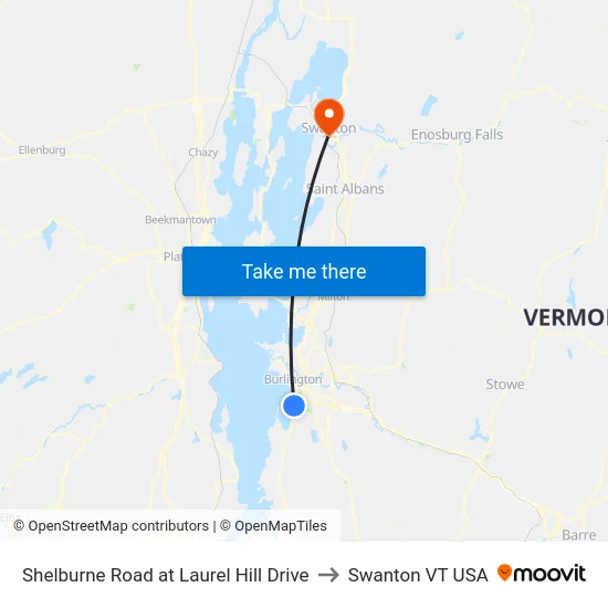 Shelburne Road at Laurel Hill Drive to Swanton VT USA map