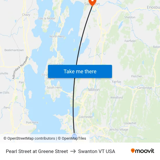 Pearl Street at Greene Street to Swanton VT USA map