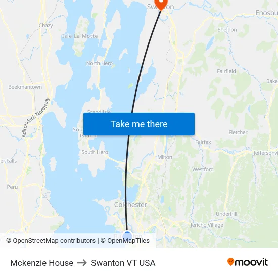Mckenzie House to Swanton VT USA map