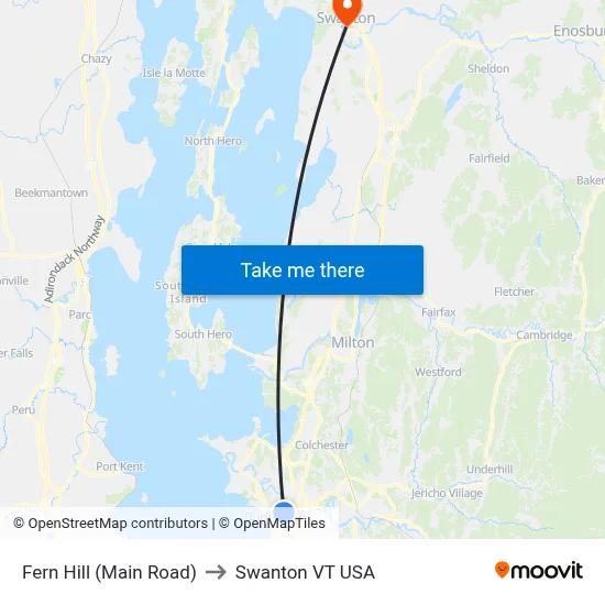 Fern Hill (Main Road) to Swanton VT USA map