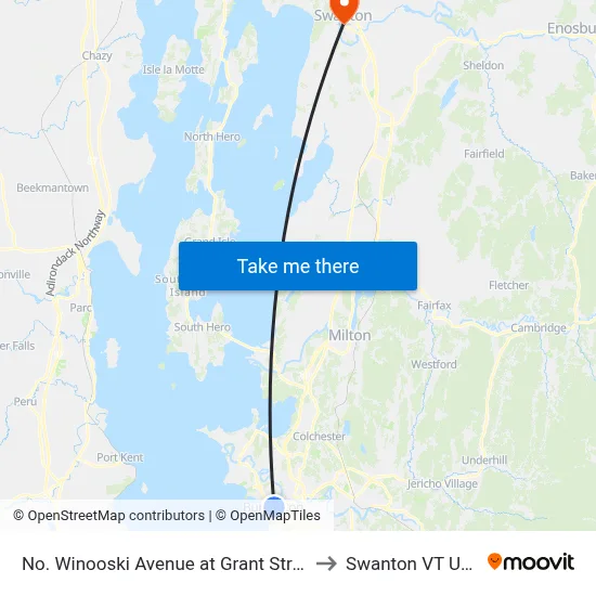 No. Winooski Avenue at Grant Street to Swanton VT USA map