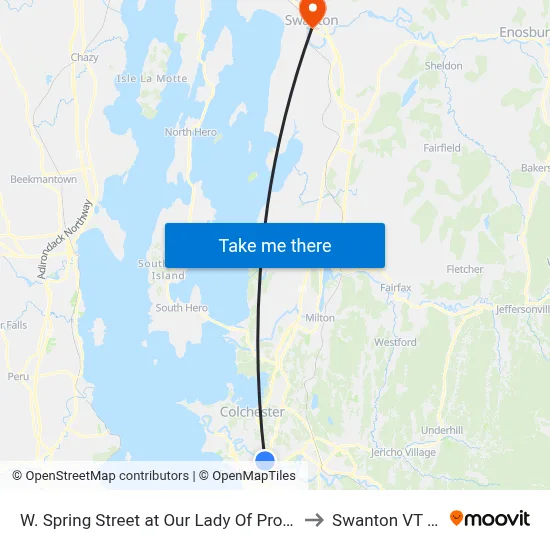 W. Spring Street at Our Lady Of Providence to Swanton VT USA map
