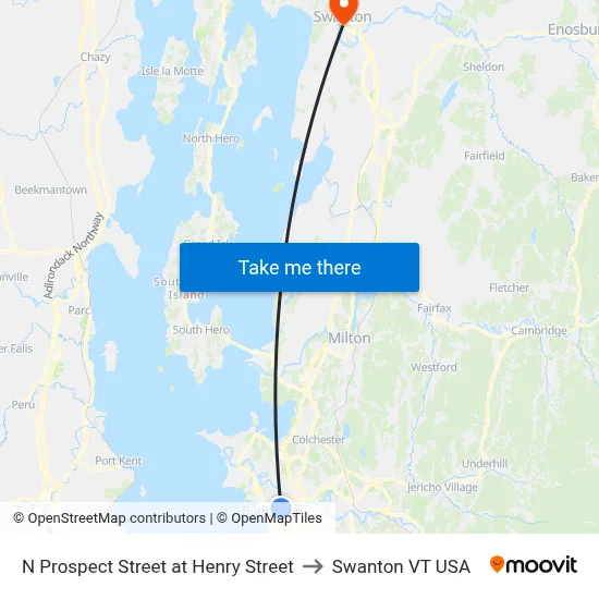 N Prospect Street at Henry Street to Swanton VT USA map