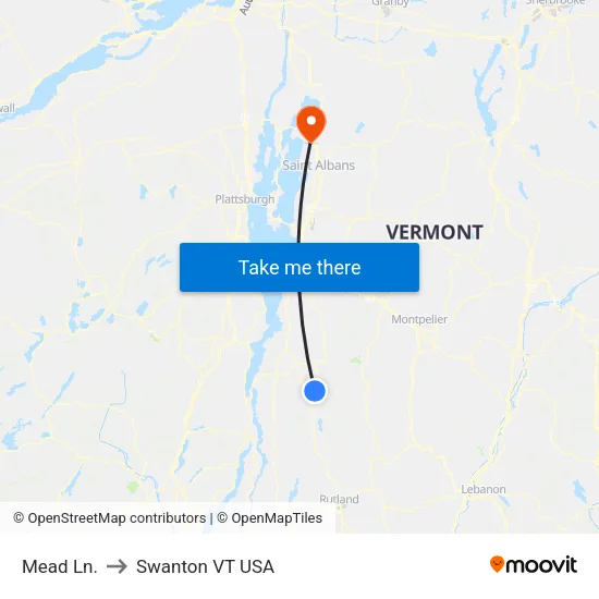 Mead Ln. to Swanton VT USA map