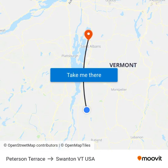 Peterson Terrace to Swanton VT USA map