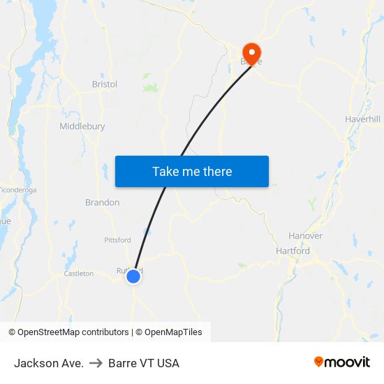 Jackson Ave. to Barre VT USA map