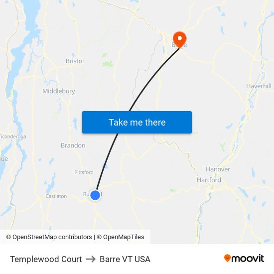 Templewood Court to Barre VT USA map