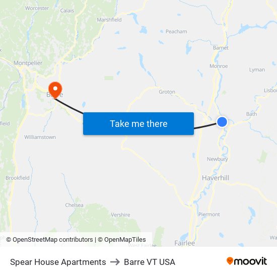 Spear House Apartments to Barre VT USA map