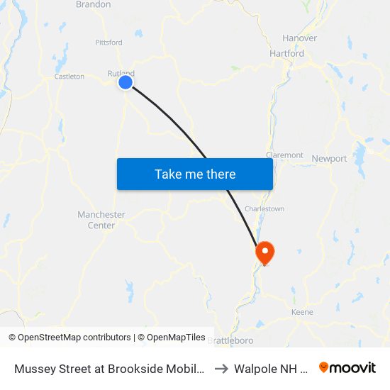 Mussey Street at Brookside Mobile Park to Walpole NH USA map