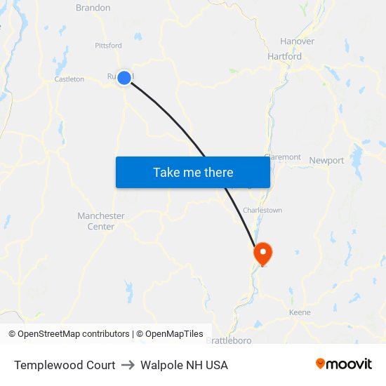 Templewood Court to Walpole NH USA map