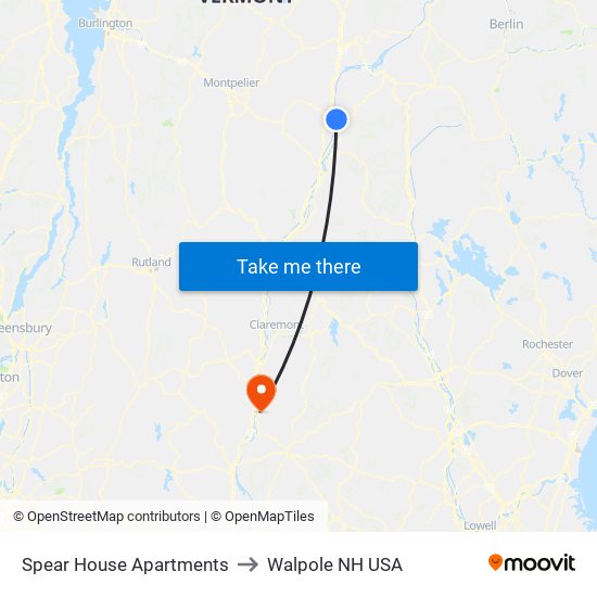 Spear House Apartments to Walpole NH USA map