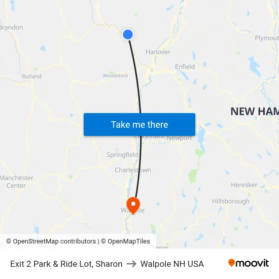 Exit 2 Park & Ride Lot, Sharon to Walpole NH USA map