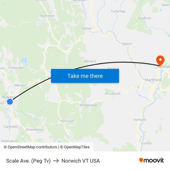 Scale Ave. (Peg Tv) to Norwich VT USA map