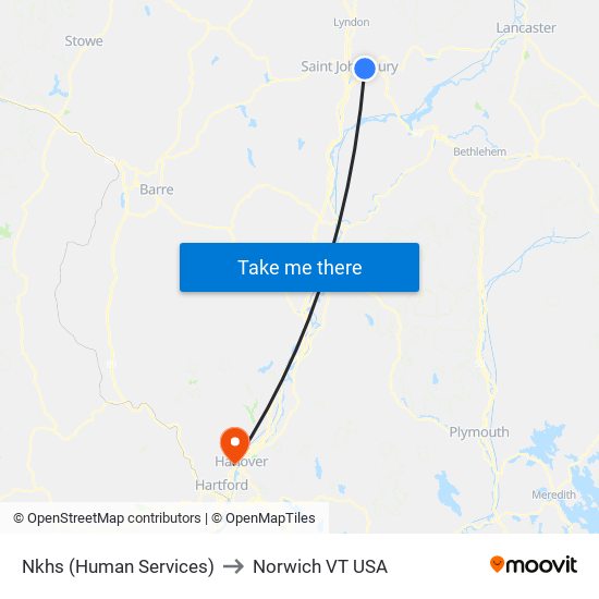 Nkhs (Human Services) to Norwich VT USA map