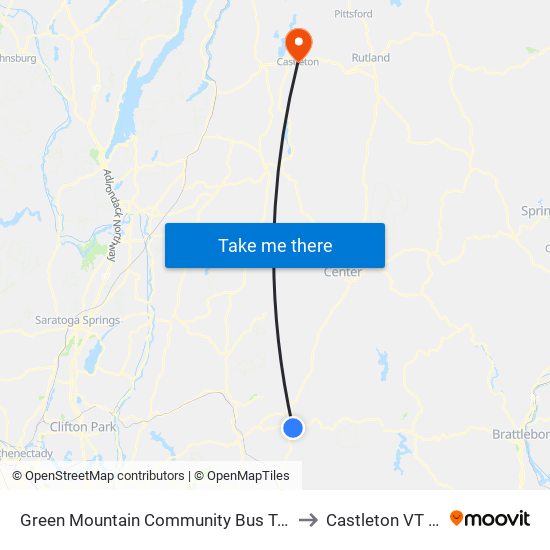 Green Mountain Community Bus Terminal to Castleton VT USA map