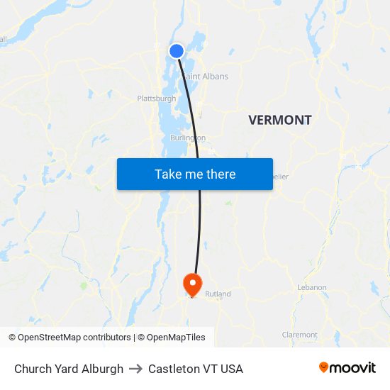 Church Yard Alburgh to Castleton VT USA map