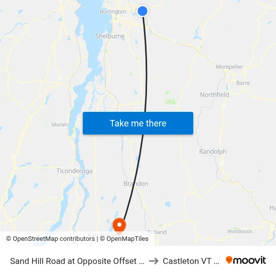 Sand Hill Road at Opposite Offset House to Castleton VT USA map