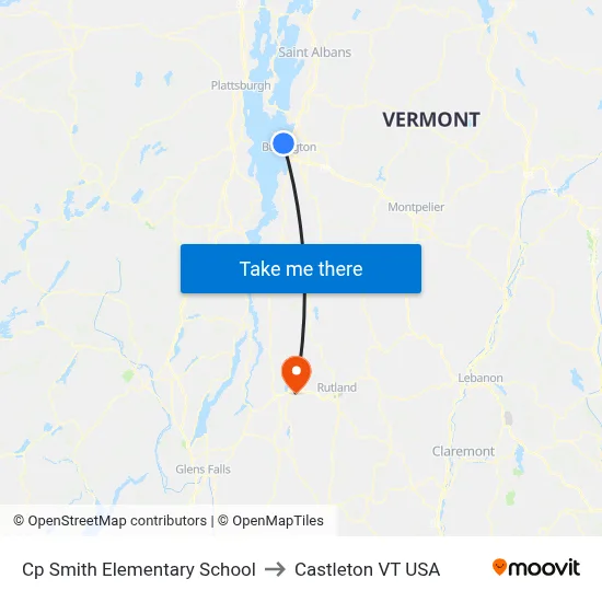Cp Smith Elementary School to Castleton VT USA map