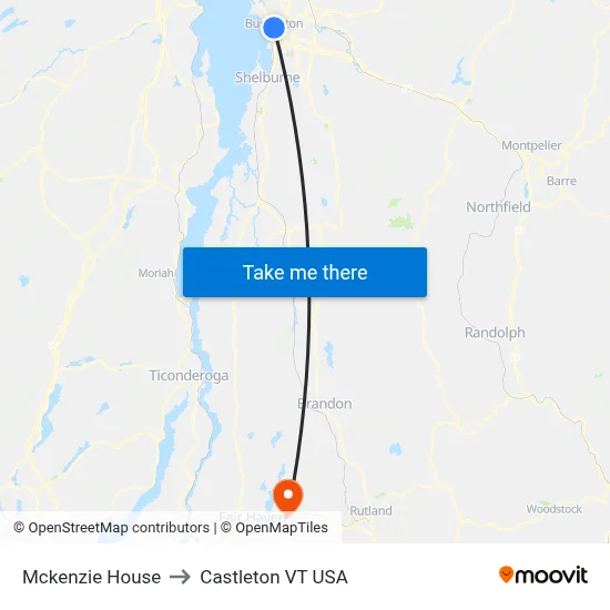 Mckenzie House to Castleton VT USA map