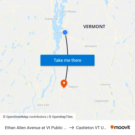 Ethan Allen Avenue at Vt Public Tv to Castleton VT USA map