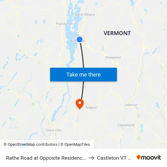 Rathe Road at Opposite Residence Inn to Castleton VT USA map