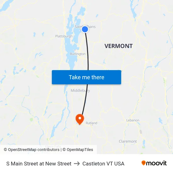 S Main Street at New Street to Castleton VT USA map