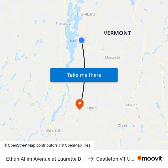 Ethan Allen Avenue at Laurette Drive to Castleton VT USA map