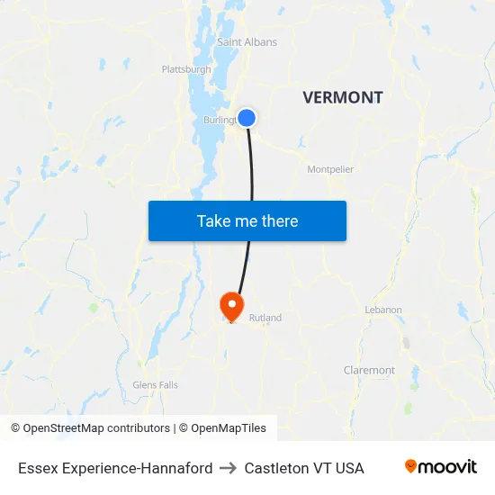 Essex Experience-Hannaford to Castleton VT USA map