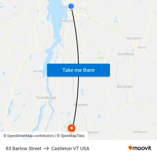 83 Barlow Street to Castleton VT USA map