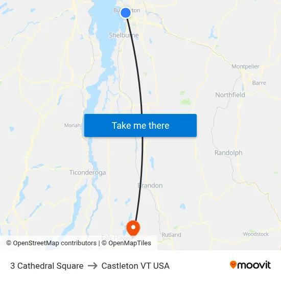 3 Cathedral Square to Castleton VT USA map