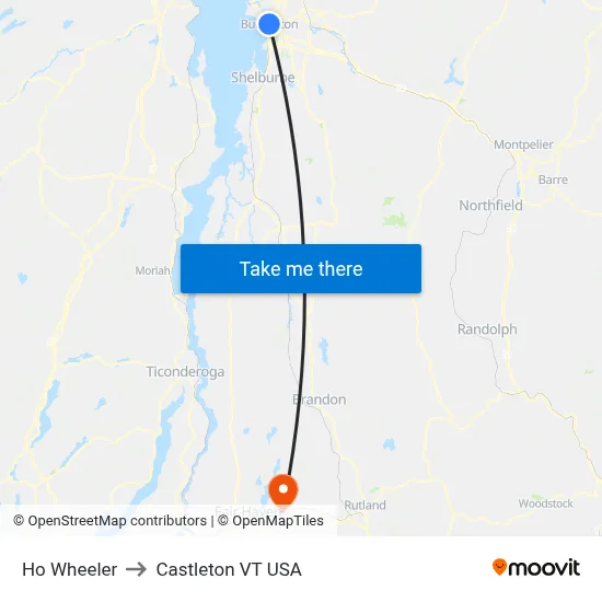 Ho Wheeler to Castleton VT USA map