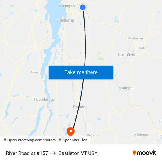 River Road at #157 to Castleton VT USA map