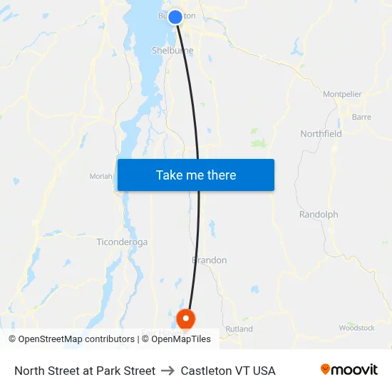 North Street at Park Street to Castleton VT USA map