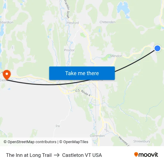 The Inn at Long Trail to Castleton VT USA map
