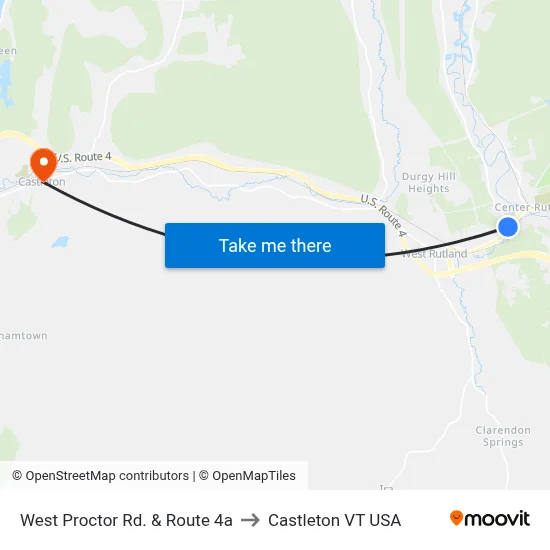 West Proctor Rd. & Route 4a to Castleton VT USA map