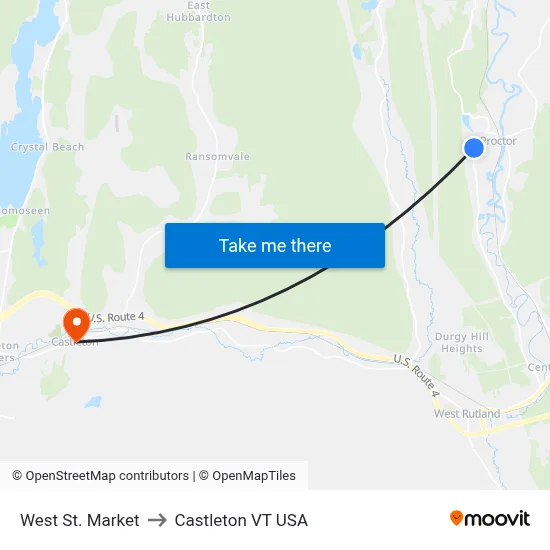 West St. Market to Castleton VT USA map
