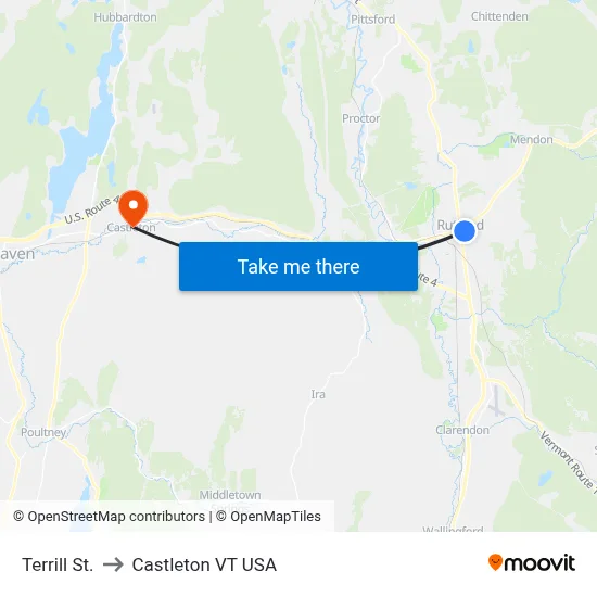 Terrill St. to Castleton VT USA map