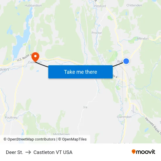 Deer St. to Castleton VT USA map