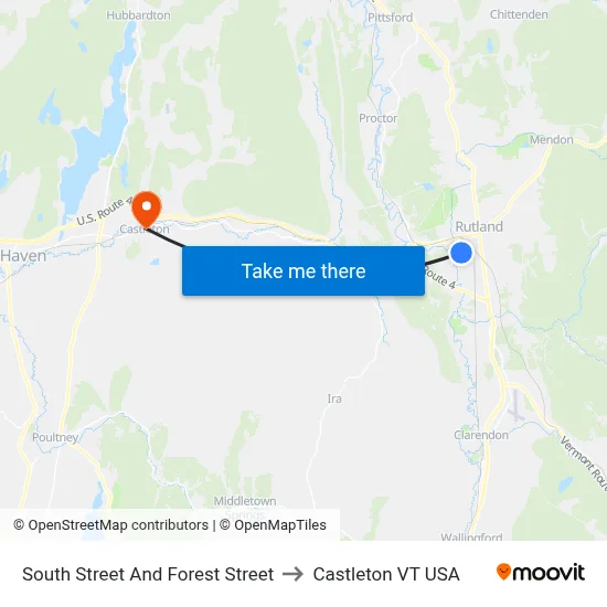 South Street And Forest Street to Castleton VT USA map