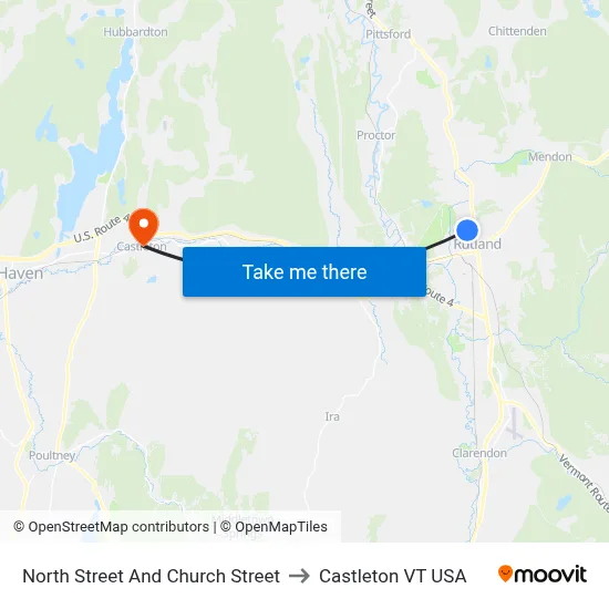 North Street And Church Street to Castleton VT USA map