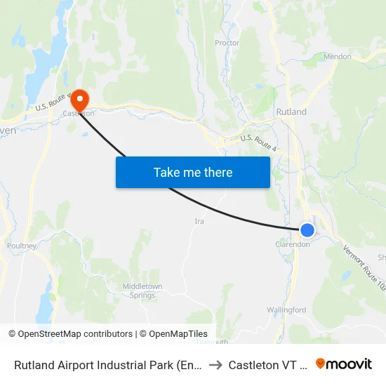 Rutland Airport Industrial Park (Entrance) to Castleton VT USA map