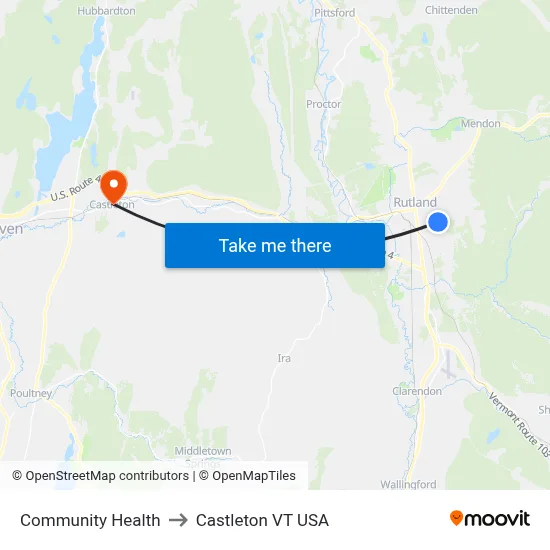 Community Health to Castleton VT USA map
