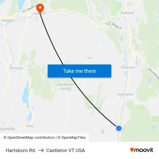Hartsboro Rd. to Castleton VT USA map