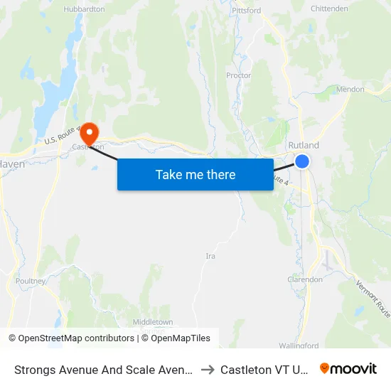 Strongs Avenue And Scale Avenue to Castleton VT USA map