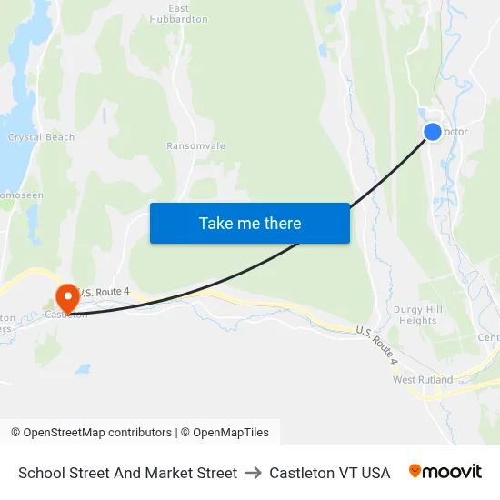 School Street And Market Street to Castleton VT USA map