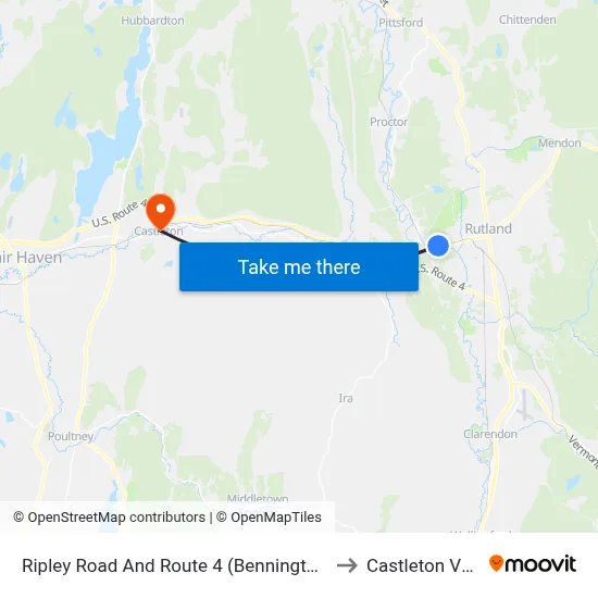 Ripley Road And Route 4 (Bennington Furniture) to Castleton VT USA map