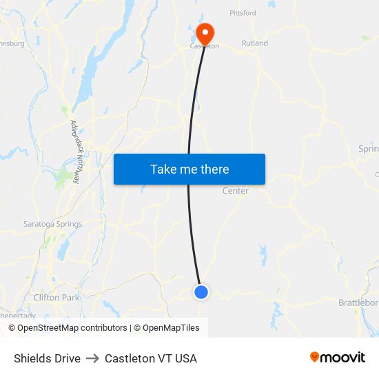 Shields Drive to Castleton VT USA map