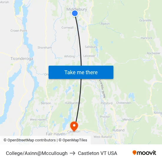 College/Axinn@Mccullough to Castleton VT USA map