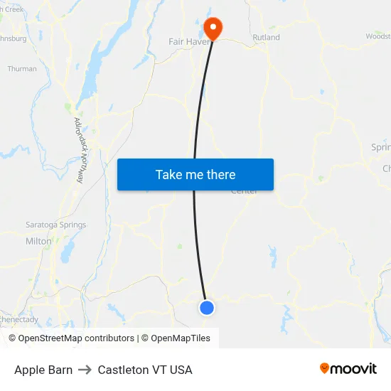 Apple Barn to Castleton VT USA map